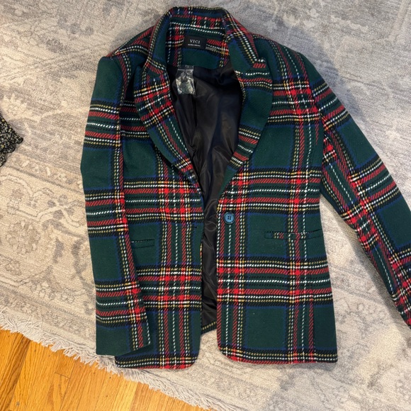 Vici Tartan Blazer with Red and Green - nwt size xsmall - Picture 2 of 3